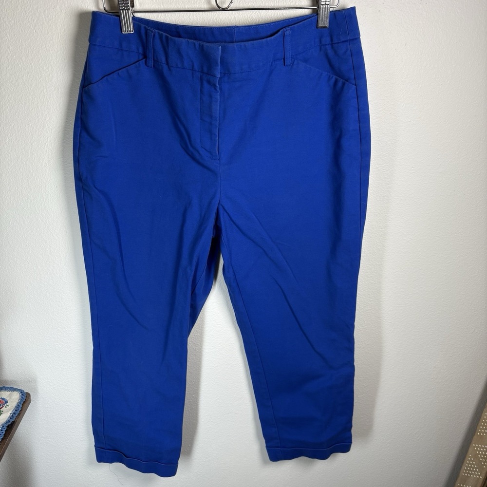 Chico's Women M/10 Chico Sz 1.5 Blue Crop Pants So Slimming Office Career